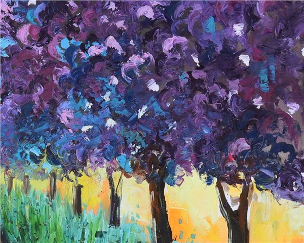 Mor Orman Yağlı Boya Tablosu