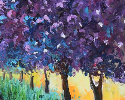 Mor Orman Yağlı Boya Tablosu