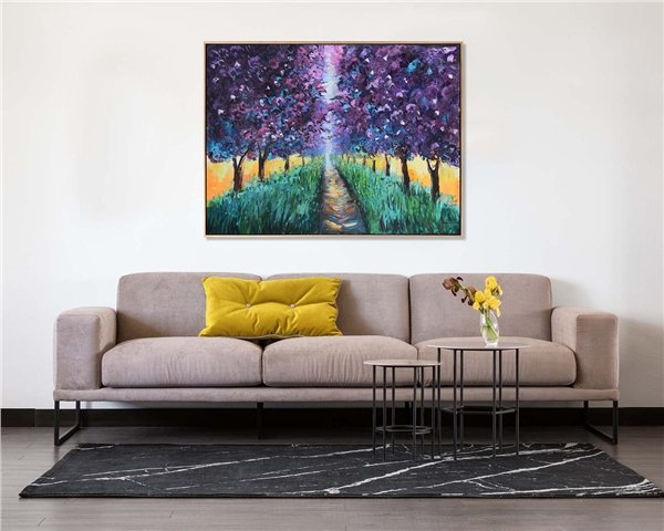 Mor Orman Yağlı Boya Tablosu