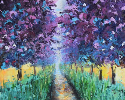 Mor Orman Yağlı Boya Tablosu