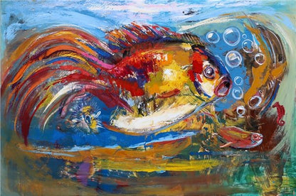 Mutlu Balık Yağlı Boya Tablosu