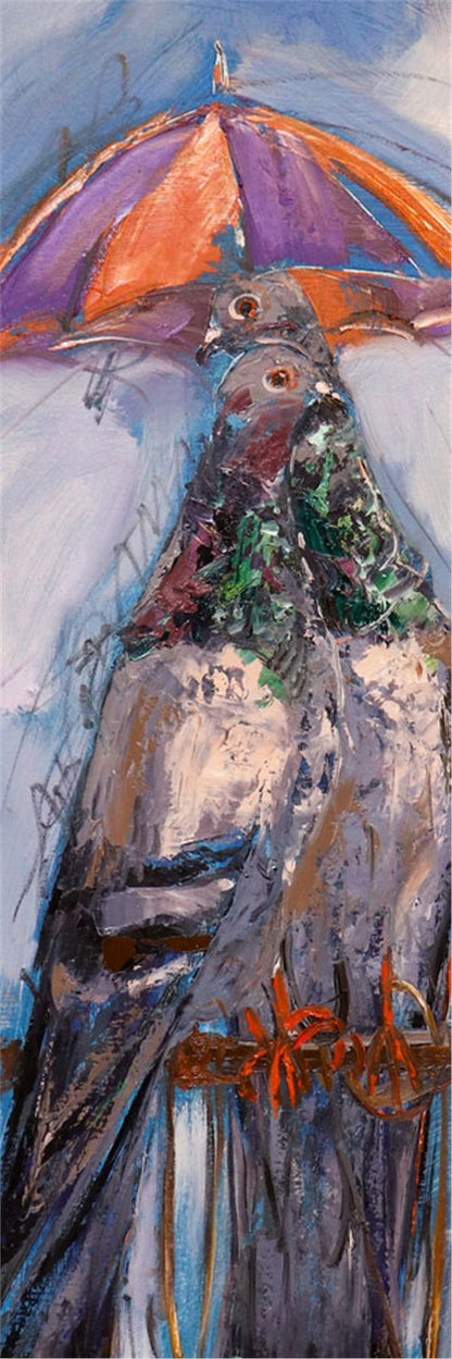 Yağmur Altında Güvercinler Yağlı Boya Tablosu