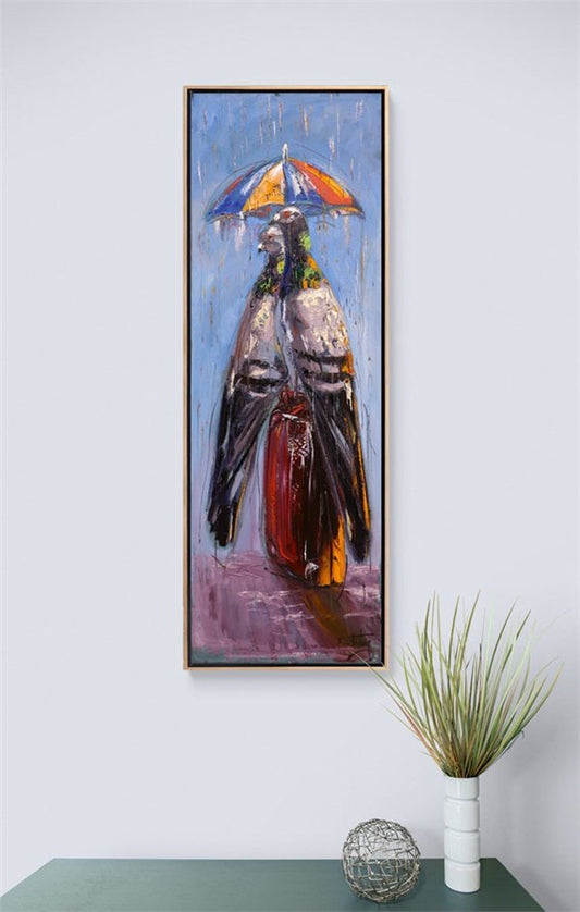 Güvercinlerin Yağmurda Aşk Yağlı Boya Tablosu