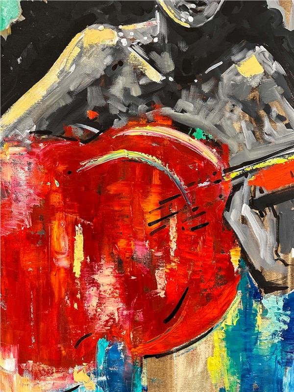 Gitaristin Duygusal Akorları Yağlı Boya Tablosu