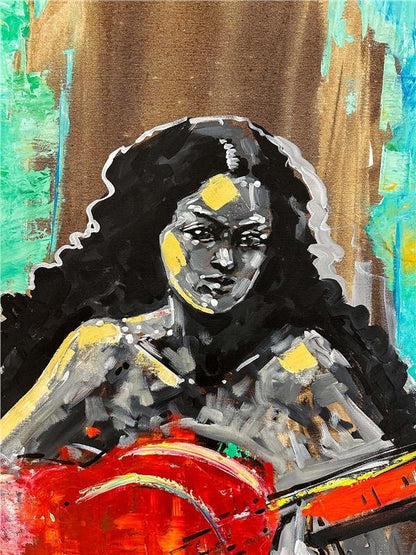 Gitaristin Duygusal Akorları Yağlı Boya Tablosu