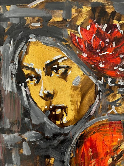 Gül Saçlı Kadın Yağlı Boya Tablosu