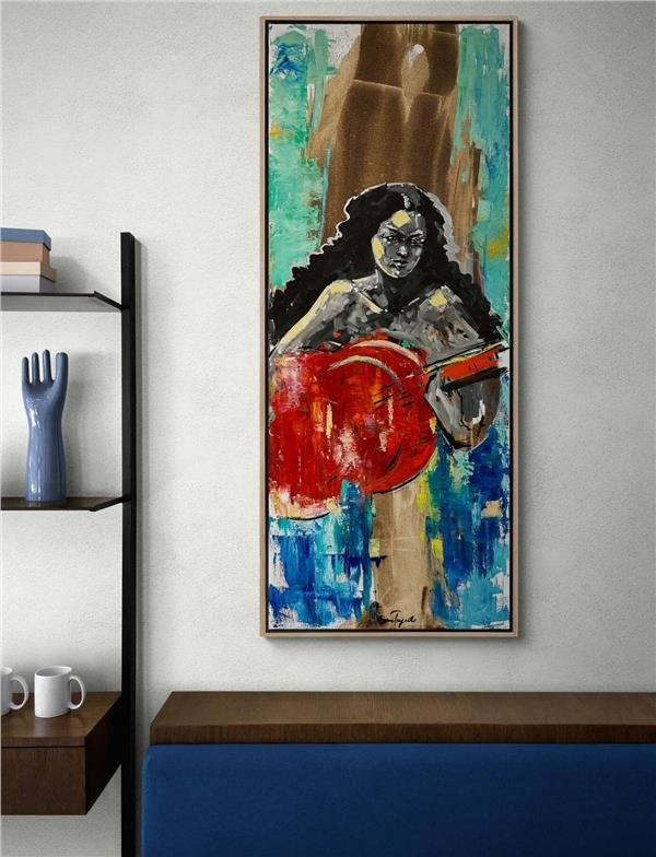 Gitaristin Duygusal Akorları Yağlı Boya Tablosu