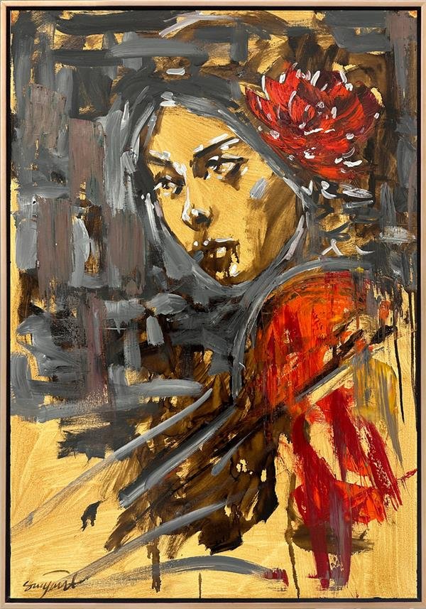 Gül Saçlı Kadın Yağlı Boya Tablosu