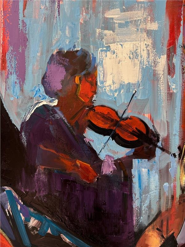 Çello ve Müziğin Ahengi Yağlı Boya Tablosu