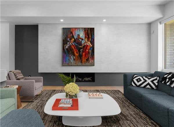 Çello ve Müziğin Ahengi Yağlı Boya Tablosu