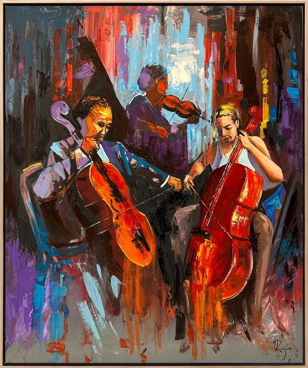 Çello ve Müziğin Ahengi Yağlı Boya Tablosu