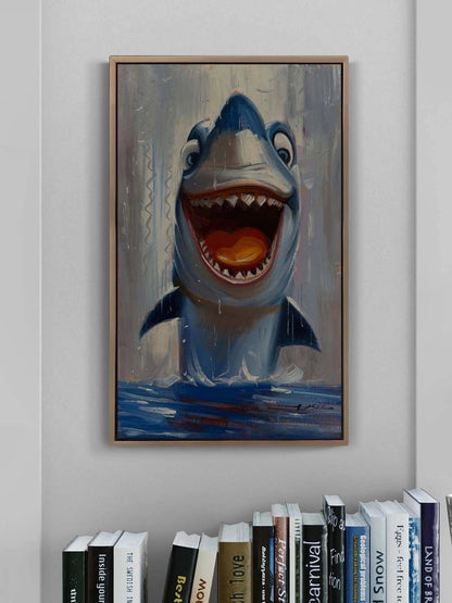 Neşeli Köpek Balığı Yağlı Boya Tablosu