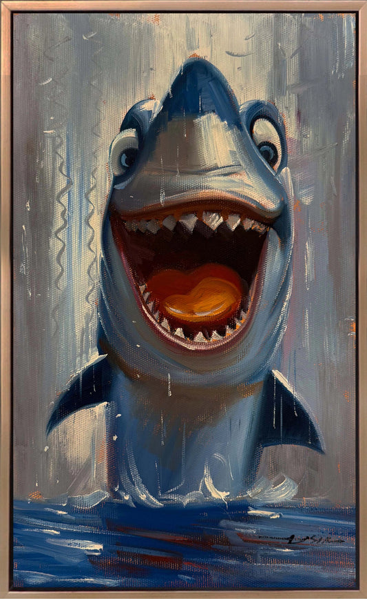 Neşeli Köpek Balığı Yağlı Boya Tablosu