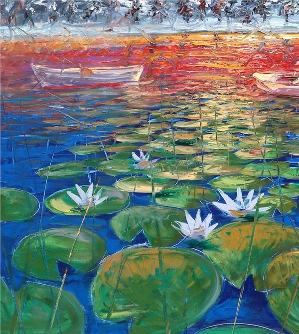 Su Güzeli Nilüferler Yağlı Boya Tablosu