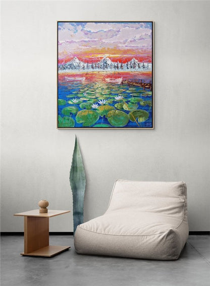 Su Güzeli Nilüferler Yağlı Boya Tablosu