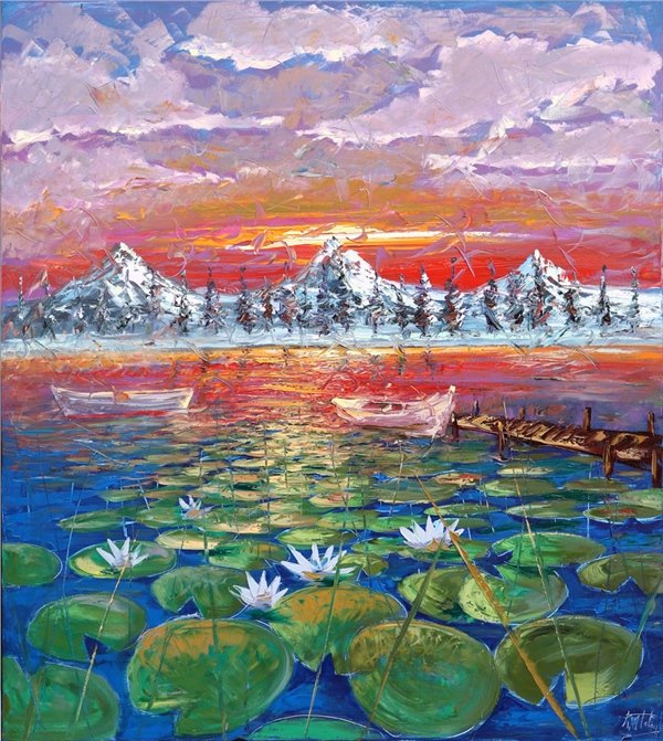 Su Güzeli Nilüferler Yağlı Boya Tablosu