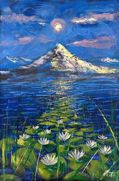 Nilüferlerin Büyülü Manzarası Yağlı Boya Tablosu