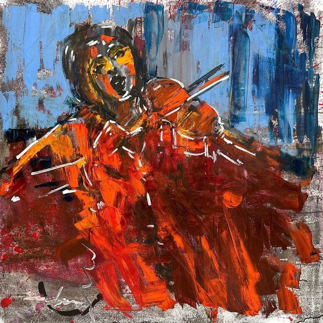 Notalarla Dans Edenler Yağlı Boya Tablosu