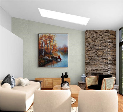 Sonbahar Ormanında Huzurlu Dinlenme Yağlı Boya Tablosu