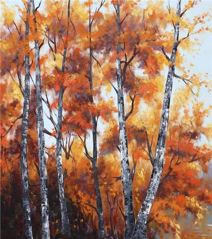 Sonbahar Ormanında Huzurlu Dinlenme Yağlı Boya Tablosu