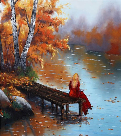 Sonbahar Ormanında Huzurlu Dinlenme Yağlı Boya Tablosu