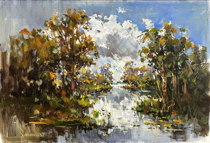 Orman İçinde Nehir Yağlı Boya Tablosu