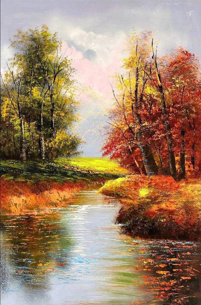 Ormanın Sonbahar Işıltısı Yağlı Boya Tablosu
