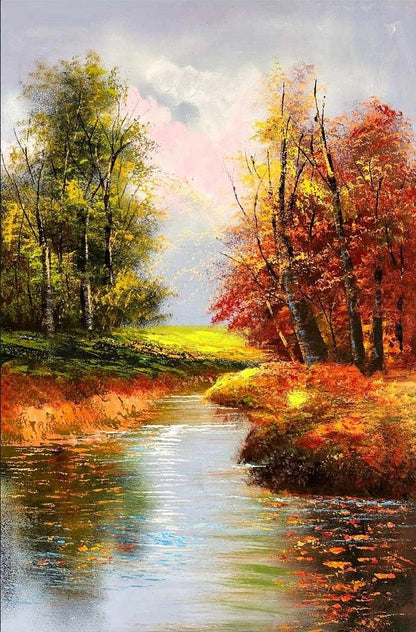 Ormanın Sonbahar Işıltısı Yağlı Boya Tablosu