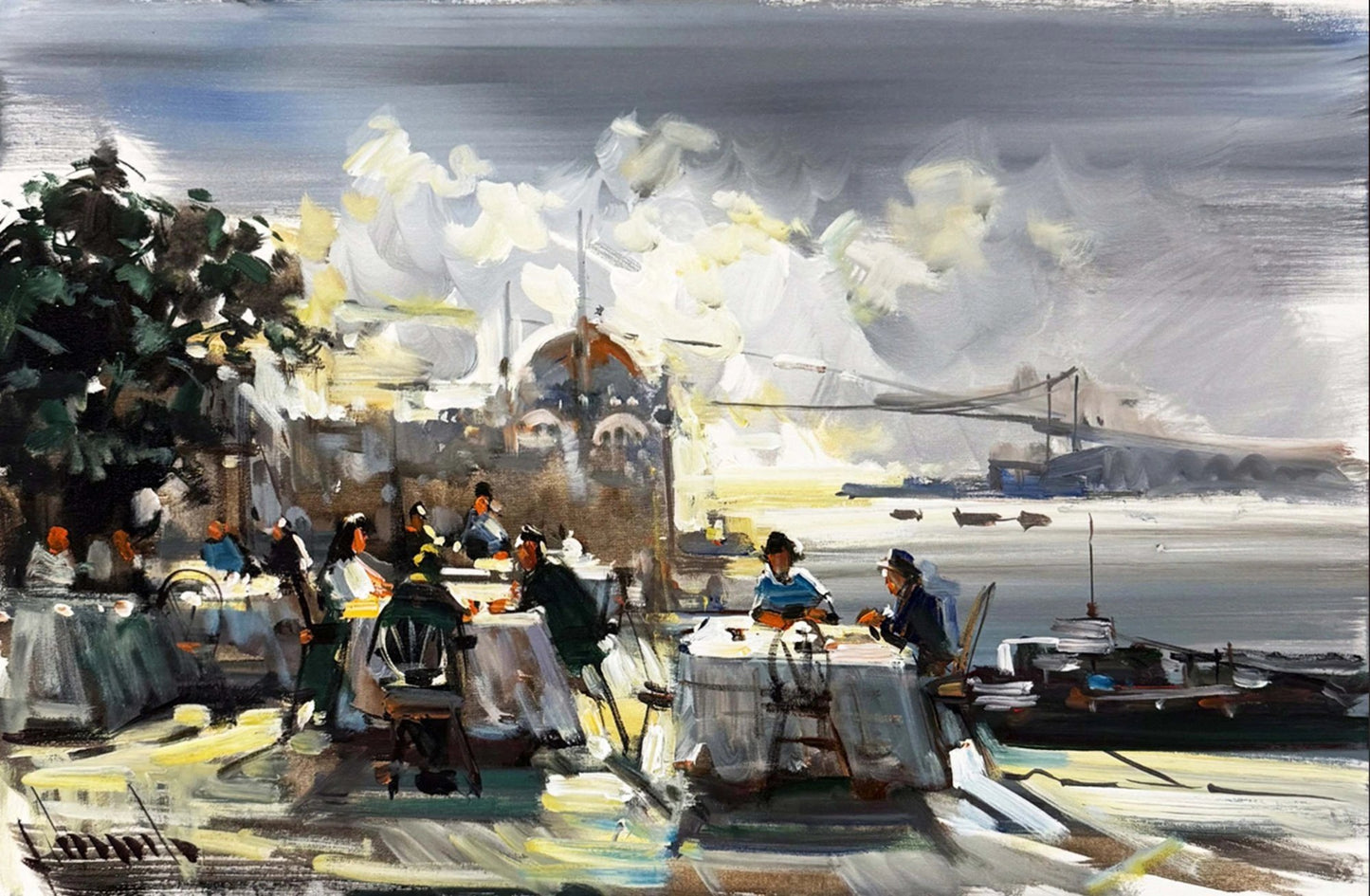 Ortaköy'de Sohbet Vakti Yağlı Boya Tablosu