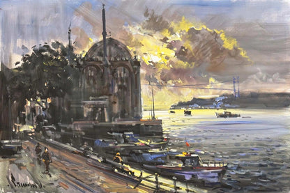 Ortaköy Gün Doğuşu Yağlı Boya Tablosu