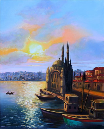 Boğaz Manzaralı Ortaköy Cami Yağlı Boya Tablosu