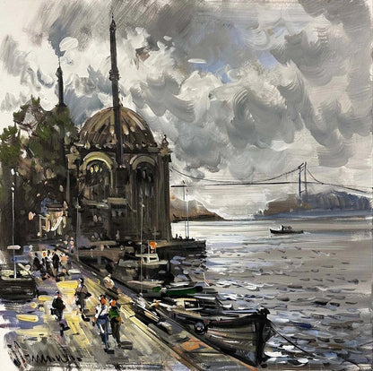 Ortaköy’de Bir Pazar Yağlı Boya Tablosu