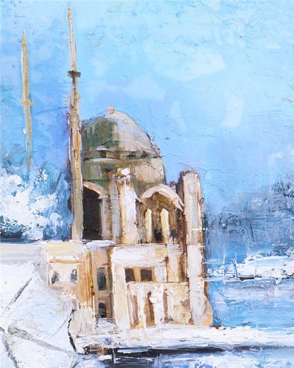 Ortaköyde Kış Yağlı Boya Tablosu