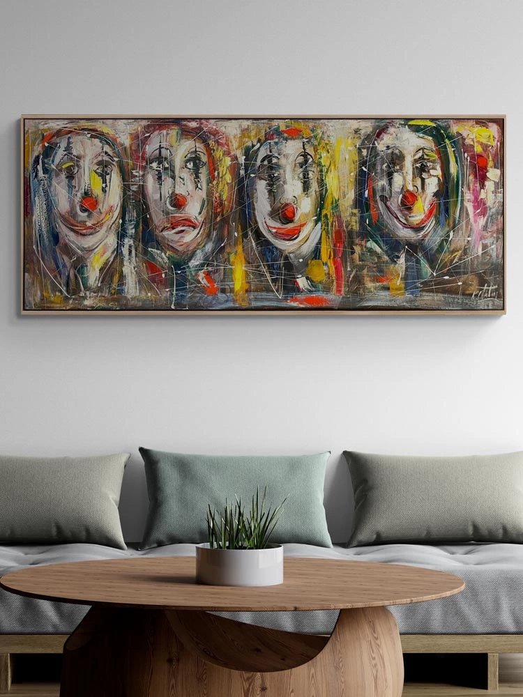 Palyaço Yüzleri Yağlı Boya Tablosu