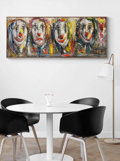Palyaço Yüzleri Yağlı Boya Tablosu