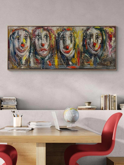 Palyaço Yüzleri Yağlı Boya Tablosu
