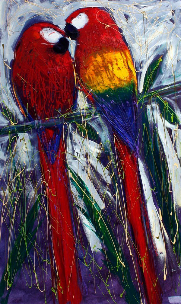 Papağanlar Yağlı Boya Tablosu