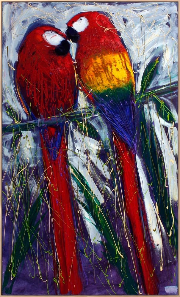 Papağanlar Yağlı Boya Tablosu