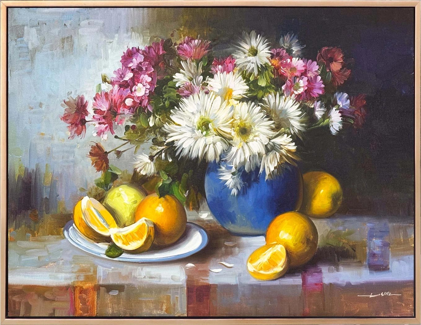 Papatyalar ve Portakal Kokusu Yağlı Boya Tablosu