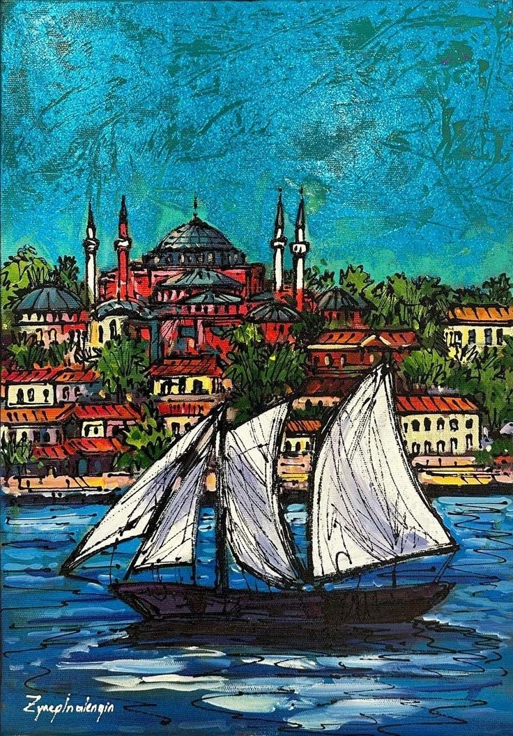 Parlayan Renklerle Boğaz Yağlı Boya Tablosu