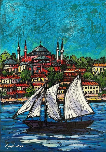 Parlayan Renklerle Boğaz Yağlı Boya Tablosu