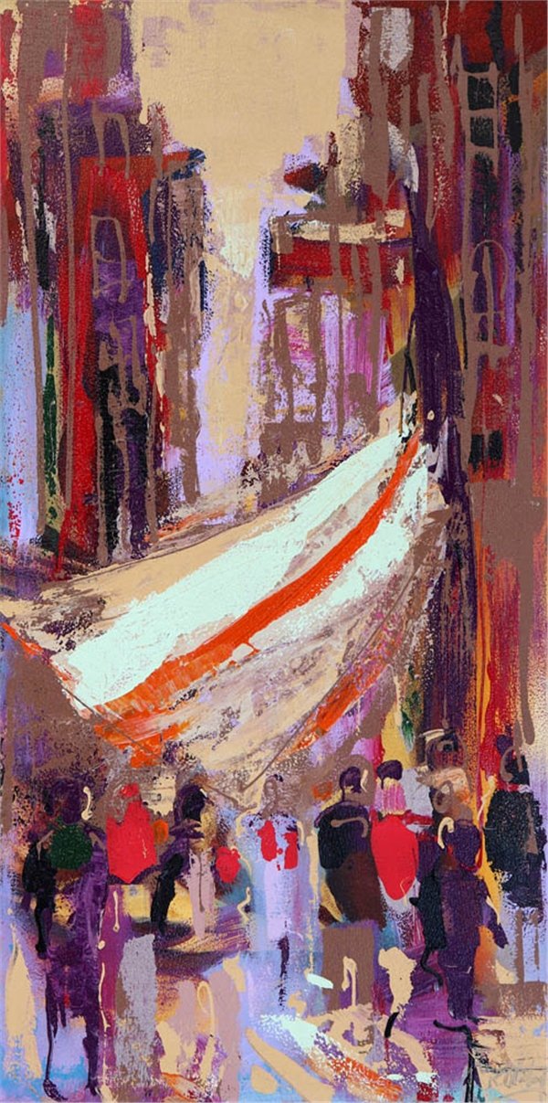 Pazar Sokağı Yağlı Boya Tablosu