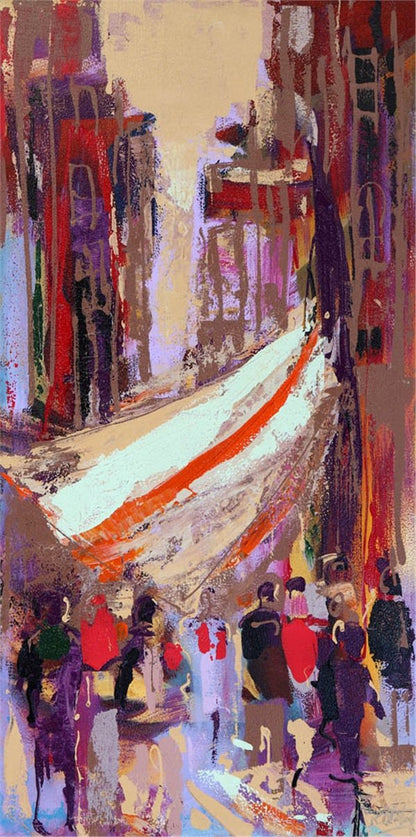 Pazar Sokağı Yağlı Boya Tablosu