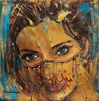 Peçeli Kadın Yağlı Boya Tablosu