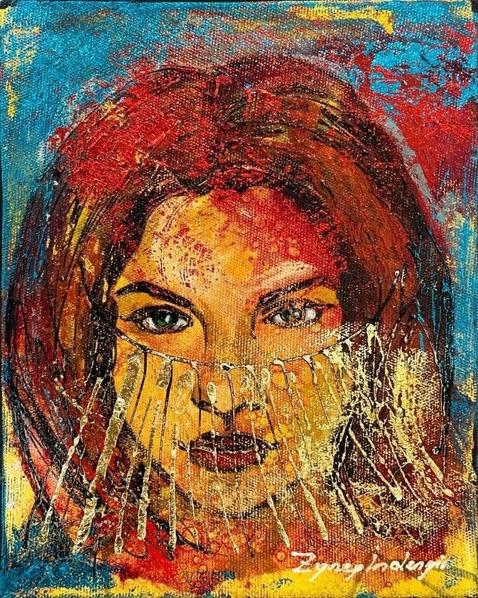 Peçenin Ardındaki Güzellik Yağlı Boya Tablosu