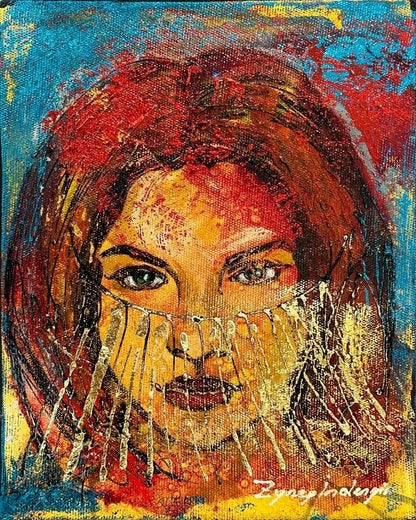 Peçenin Ardındaki Güzellik Yağlı Boya Tablosu