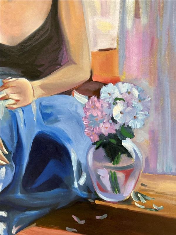 Pencere Önünde Yağlı Boya Tablosu