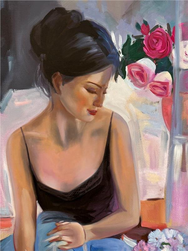 Pencere Önünde Yağlı Boya Tablosu