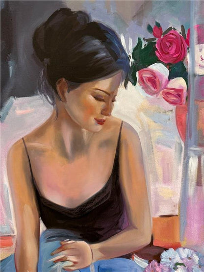 Pencere Önünde Yağlı Boya Tablosu