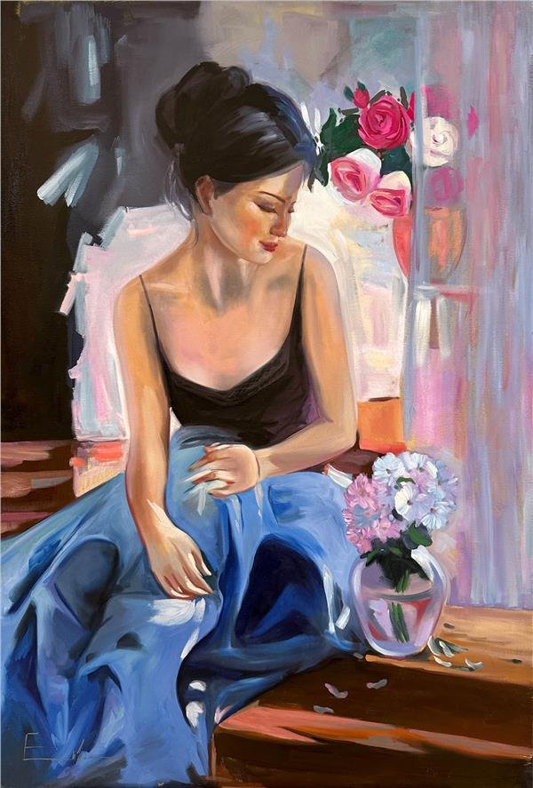 Pencere Önünde Yağlı Boya Tablosu